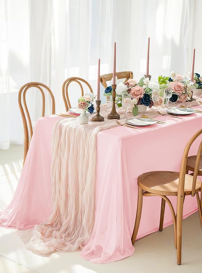 10 Pack Pink Tablecloths for 6ft Rectangle Tables 60 x 102 Inch - Polyester Table Cover Stain and Wrinkle Resistant Washable Fabric Table Clothes for Wedding Party Banquet Reception Restaurant