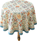 ISAENNE Designer Linen Elegant Small Round Tablecloth,Colorful Floral Bohemian Table Cloth,Wrinkle Resistant Decor Tablecloths for Dining Thanksgiving Kitchen Christmas,Diameter 55"-Floralsea A