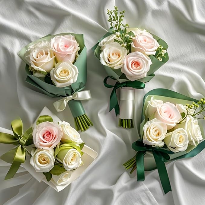3/8" 6 Colors X 25 Yards Green Satin Ribbon,150 Yards Assorted Green Colors Satin Ribbons for Flower Bouquet,Ribbons for Gift Wrapping Happy Birthday Party Decorations
