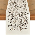 Artoid Mode Leaves and Flowers Cotton 210 GSM Winter Table Runner, Seasonal Christmas Kitchen Dining Table Decoration for Home Party Decor 13x90 Inch