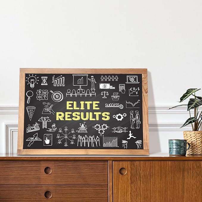 Magnetic Chalkboard Large Chalkboard for Wall Rustic Wood Framed Decorative Blackboard for Kids Hanging Blackboard for Home, Office, Restaurant 16" x 24"
