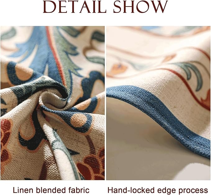 patdrea Designer Vintage Linen Long Tablecloth for Rectangle Table,French Soft Durable Floral Tablecloths,Colorful Table Cover for Kitchen Dining,Parties,Christmas,Thanksgiving,Party,63"x94"-Puno