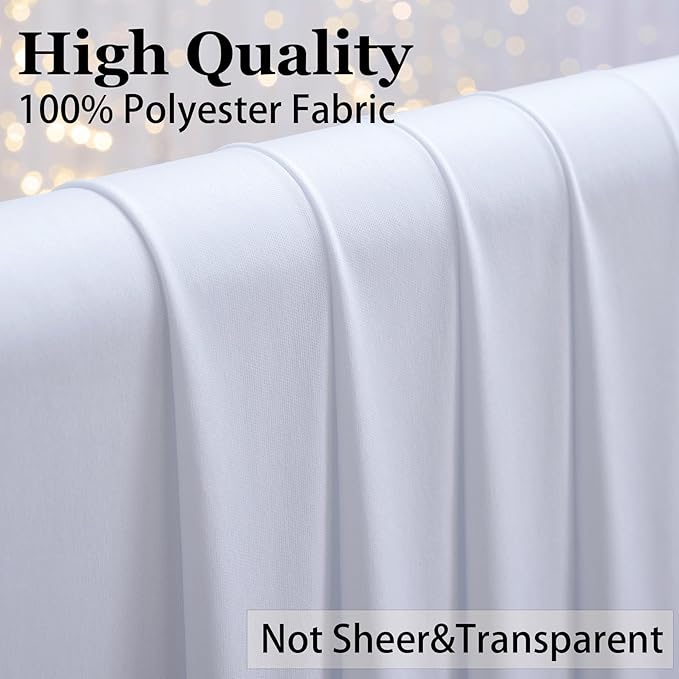 30×14 ft White Wrinkle Free Backdrop Curtain, Soft Silky Polyester Wedding Drapes 6 Panels 14ft Height Photo Backdrop Curtains for Parties Birthday Baby Shower Photography Background Cloth