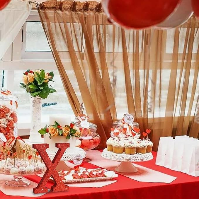 TONIFUL 8 Inch Red Glitter Letter X Table Centerpiece A-Z Red Birthday Party Decorations,Red Alphabet X for Birthday,Chrismas,Graduation,Bridal Shower,Wedding,Anniversary Party Supplies