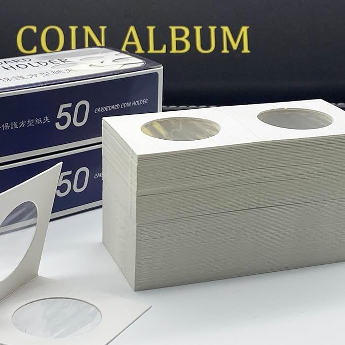 200 PCS Premium Cardboard Coin Flips 2 x 2 inch Coin Collection Supplies for Nickel, Mylar Coin Flips Coin Holders for Collectors (Nickel Coin Flips)