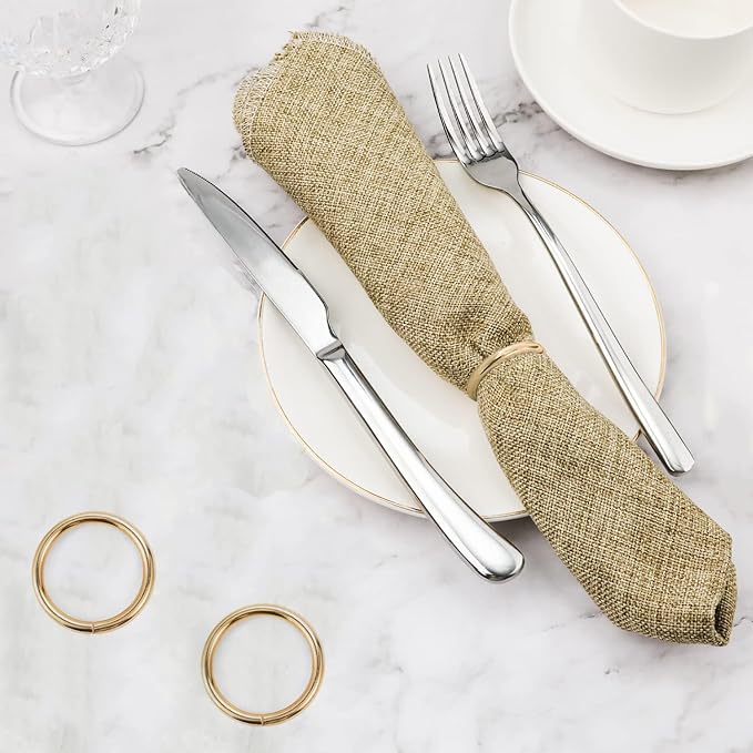 Gold Napkin Rings - 40 Pcs Stainless Steel Napkin Rings,Gold Rotundity Metal Napkin Ring for Table Settings Wedding Christmas Party Dinner Table