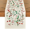 Artoid Mode Floral Leaves Christmas Table Runner, Wild Flowers and Grasses Winter Kitchen Dining Table Decoration for Home Party Decor 13x60 Inch