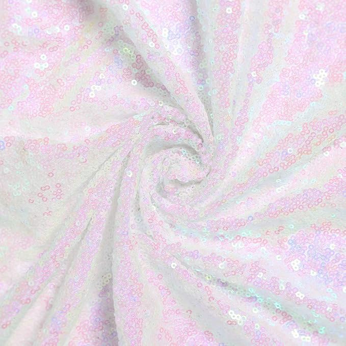 White Iridescent Sequin Table Runners 10 Pieces 12x108 Inches Glitter Table Cover for Wedding Birthday Banquet Party Table Decorations