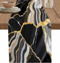 Geometric Black Marble Cotton Linen Table Runner for Dining Kitchen, Wedding Outdoor Party Tablerunners Decoration,Farm Marble Liquid Ripple Abstract Dresser Scarf Coffee Tablecloth Runners 13''x108''