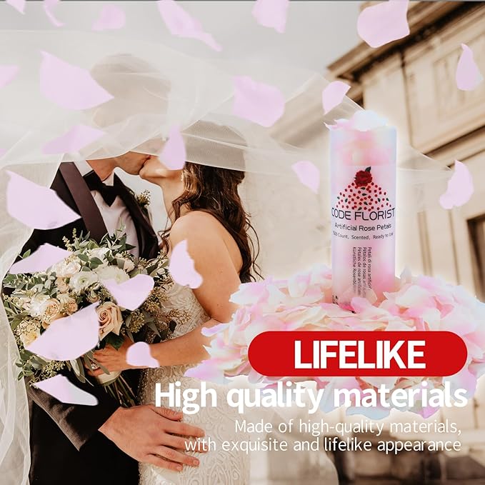 CODE FLORIST 1500 PCS Silk Rose Petals for Valentine's Day,Fake Rose Petals for Romantic Night,Wedding,Proposal Anniversary Flower Decorations(Separated,Scented,Champagne Pink)