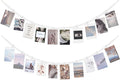 Mkono Hanging Photo Display with Clips, Boho Wooden Bead Garland Banner, Collage Card Picture Kids Art Holder String with 10 Clips for Christmas Bedroom Dorm Decor, Teen Girl Gifts, White, 2 Pack