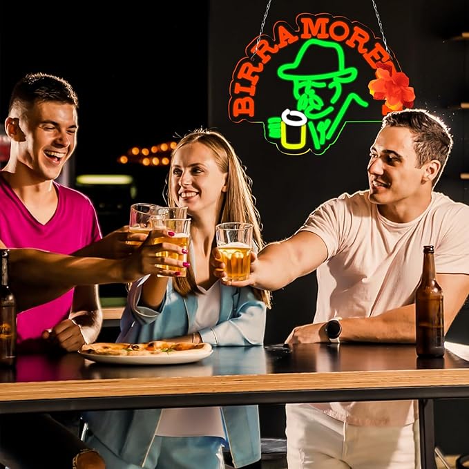 Beer Neon Sign Italian Italy Beer Retro LED Neon Sign for Wall Decor for Man Cave Light Up Sign for Bedroom Home Bar Shop Pub Bistro Party Hotel Game Room Decor Gifts