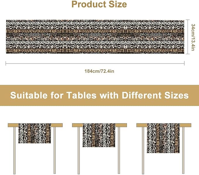Cow Patchwork Print Table Runner, Country Farm Animal Fur Skin Farm Safari Wildlife Pattern Table Runner for Dinner Dinning Home Kitchen Living Room Party Holidays Setting, 13x36 Inch