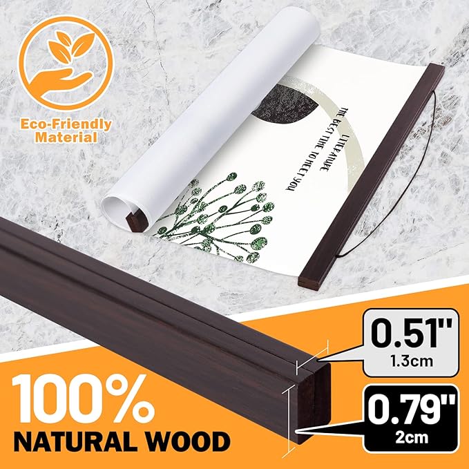 36x24 36x48 36x12 Poster Frame, Magnetic Light Wood Wooden Frame Hanger for Photo Picutre Canvas Artwork Art Print Wall Hanging (1 Pack, 36", Walnut)