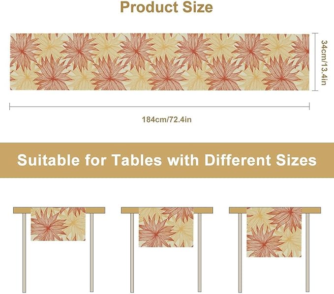 Autumn Chrysanthemum Table Runner, Vintage Modern Geometric Floral Boho Table Runner for Kitchen Dining Bedroom Living Room Table Decor for Indoor Outdoor Home Party, 13x108 Inch