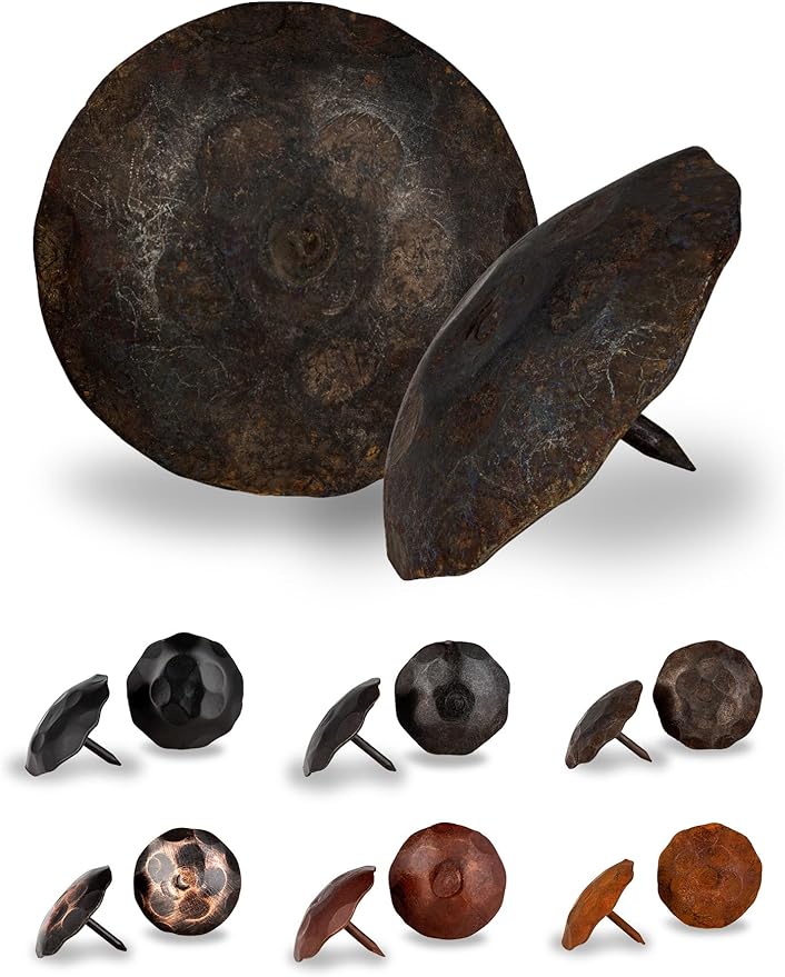 10 Pack 2" Round Head Iron Clavos Decorative Nails – Unfinished – Handmade Rustic Round Fasteners for Farmhouse Shutters, Faux Wood Beams, Barn Doors, Shutters, Gates – Ornamental Wood Accent