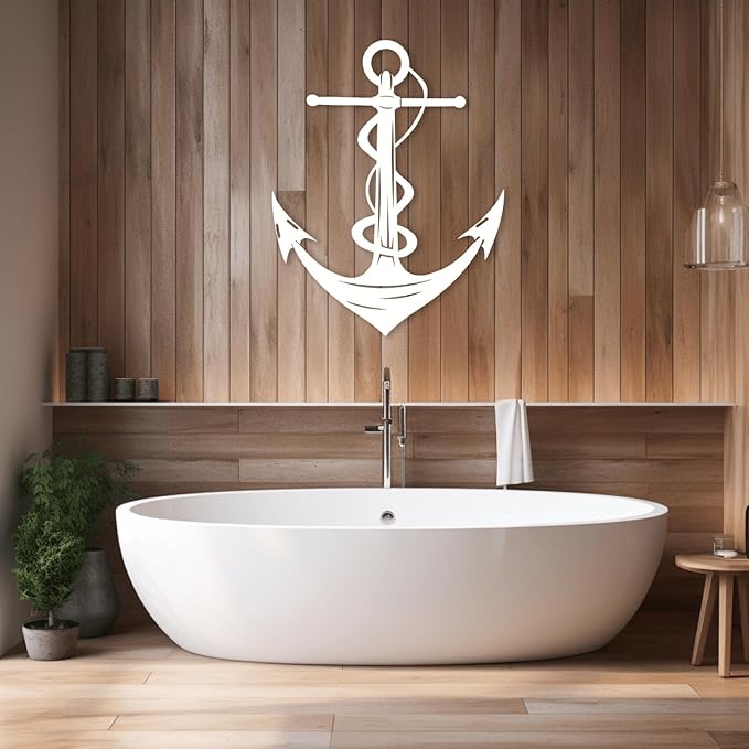 XXQ Anchor Metal Wall Decor, Anchor Metal Wall Art for Bedroom Living Room Dorm Antique Anchor Wall Decor Antique Metal Anchor Farmhouse Decor (Whhite, 20" x 30" / 51 x 76cm)