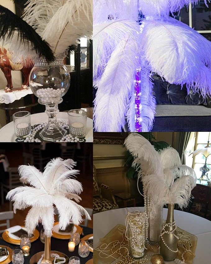 Happy Feather 16-18 inch Green Ostrich Feathers Craft for Wedding Party Centerpieces Home Decoration DIY Craft Pack of 10