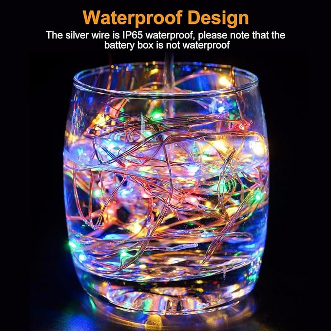 btfarm 30 Pack Fairy Lights Battery Operated [3 Modes], 7ft 20 Led Twinkle Lights String Lights Waterproof Bulk Small Mini Silver Wire for Mason Jars Vases Wedding Table Centerpiece, Multicolor
