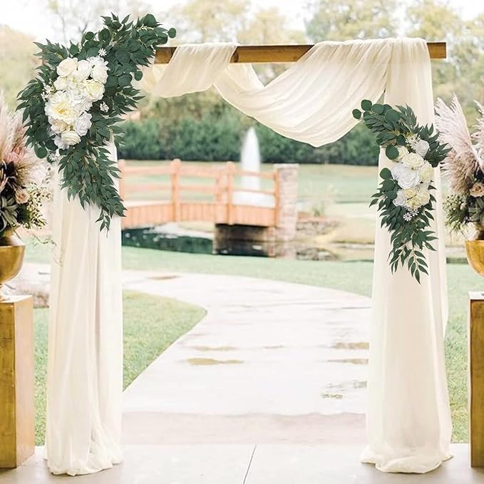 Ivory Wedding Arch Draping Fabric 29" x 20 FT White Drapes for Backdrop Sheer Curtains Wedding Drapes for Romantic Bridal Baby Shower Decorations Ceremony Birthday Party Fall Outdoor Events