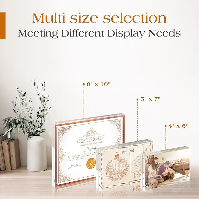 TWING 20 PACK 5 x 7 Inch Acrylic Picture Frame, 7 x 5 Acrylic Photo Frame Horizontal Magnet Double Sided Magnetic Frames Set,12+12 MM Thickness Clear Picture Frame Desktop Display