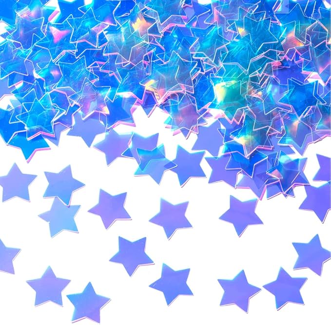 Iridescent Star Confetti Holographic Table Decoration for Baby Shower Birthday Theme Party,1.2 inch in Diameter,200 Counts