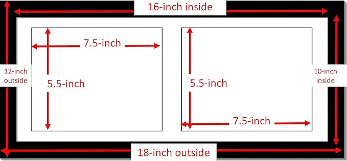 Creative Picture Frames 8X18Bk-W Black Horizontal Double Diploma Frame With 2 Opening White Matting | Holds 2-6X8-Inch Documents With Installed Wall Hanger