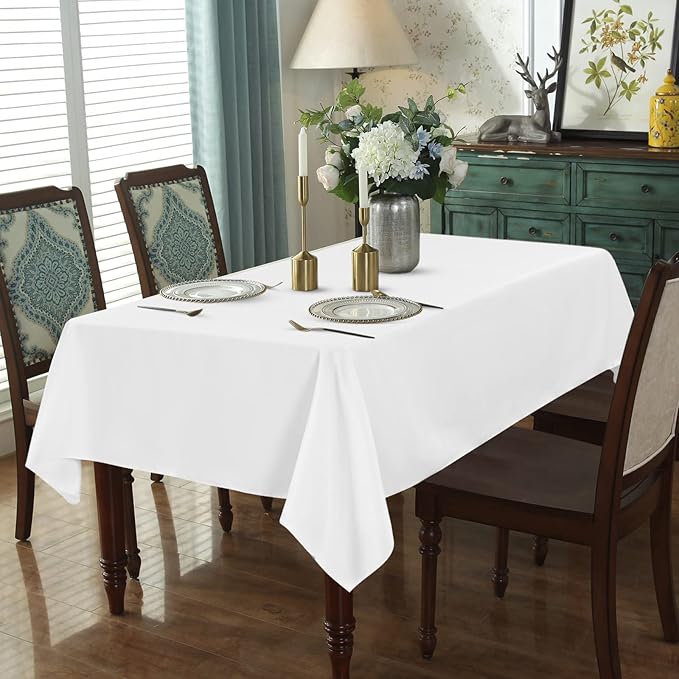 12 Pack 60 x 102 Inch Rectangle Tablecloth, White Tablecloth for 6 Feet Rectangle Tables,Polyester Tablecloth Washable Fabric Table Cloth for Wedding Dining Table Buffet Parties Camping