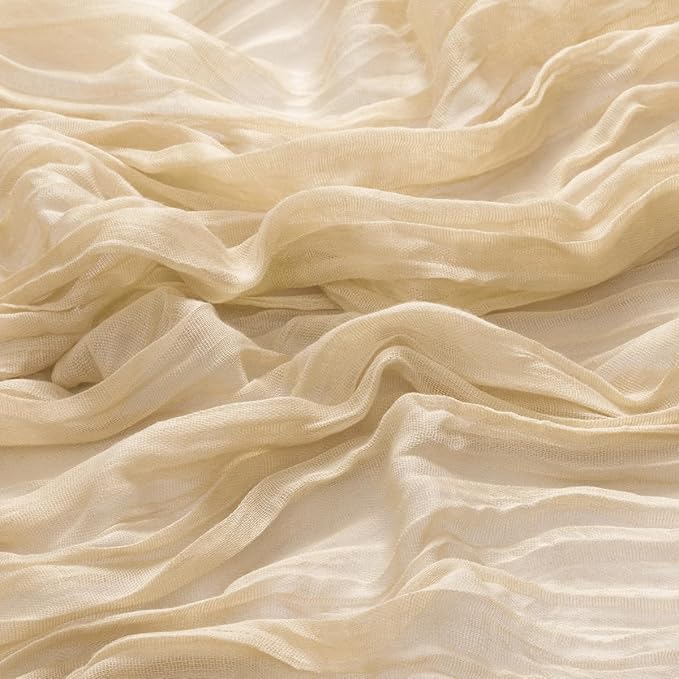 MLMW 10 Pack Champagne Gold Table Runner Cheesecloth Boho Gauze Rustic Cheese Cloth 160 inch Sheer Wedding Table Runner 13.3ft for Thanksgiving Party Baby Bridal Shower Birthday