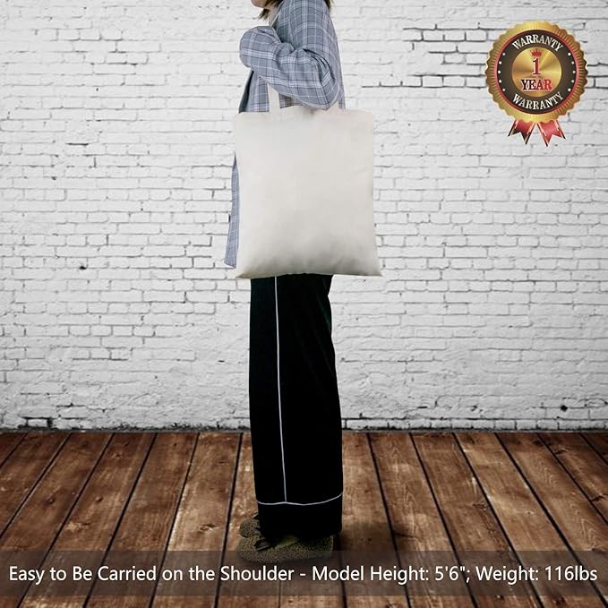 TOPDesign 12-Pack Economical 16"x15" Cotton Tote Bags, Lightweight Medium Reusable Grocery Shopping Cloth Bags, Suitable for DIY, Advertising, Promotion, Gift, Activity