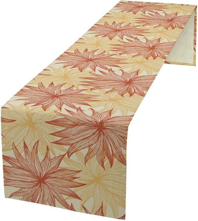 Autumn Chrysanthemum Table Runner, Vintage Modern Geometric Floral Boho Table Runner for Kitchen Dining Bedroom Living Room Table Decor for Indoor Outdoor Home Party, 13x120 Inch