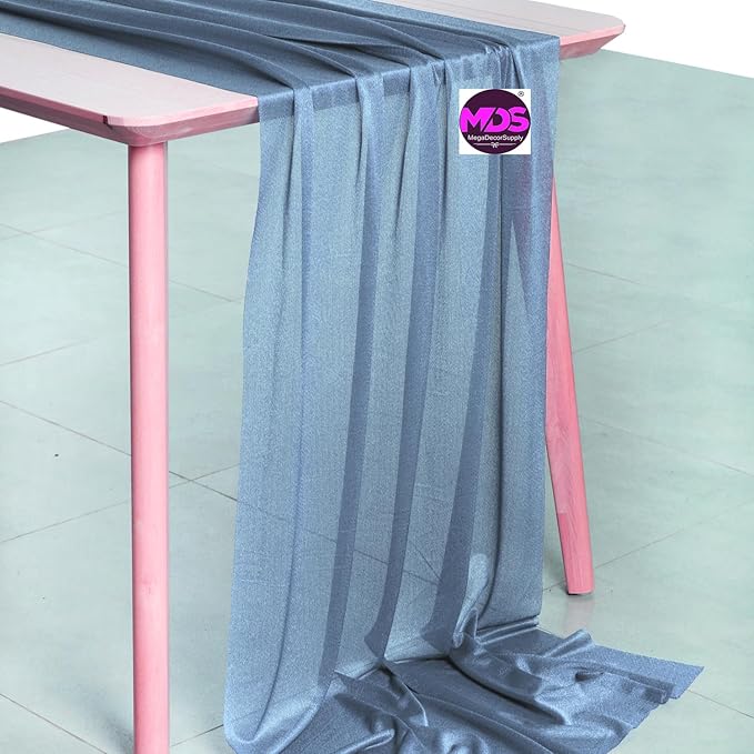 MDS Halloween Chiffon Table Runner - 20 Pack, 29 x 120 Inches, 10ft Each - Sheer Spooky Table Runners for Haunted House Parties, Trick-or-Treat Tables, Witchy Décor, Wedding & Events - Dusty Blue