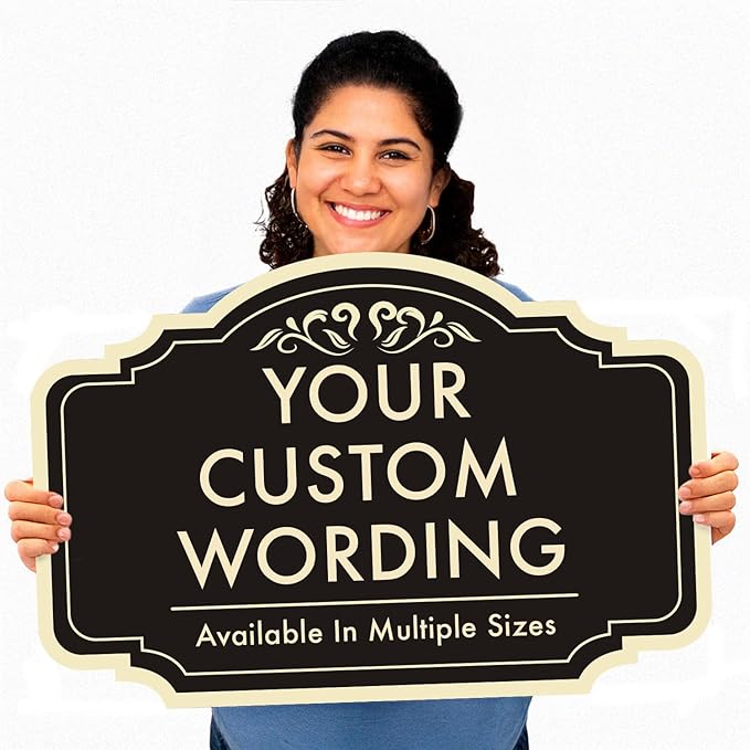 Custom Decorative Outdoor Metal Sign - Personalized Aluminum Driveway Sign, Waterproof, Made in USA - Design 2 Black Charcoal 24x18 In