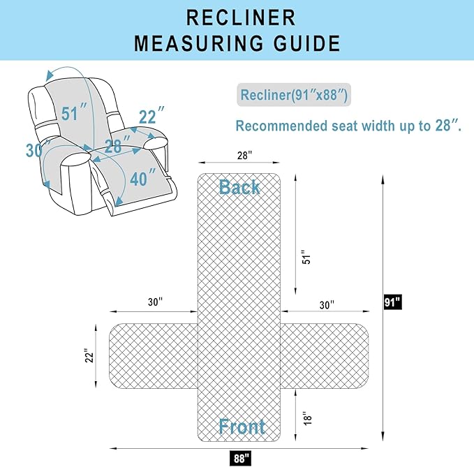 Recliner Chair Covers Reversible Sofa Cover Couch Cover for Pets Lazy Boy Furniture Protector(28''Recliner,Chocolate/Taupe)