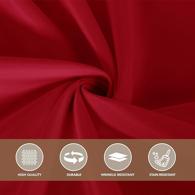 sancua Christmas Red Square Tablecloths 60x60 Inch, 2 Pack - Fabric Table Cloth for Square or Round Tables, Washable Polyester Table Cover for Dinner, Holiday Party, Decorative Display Tables
