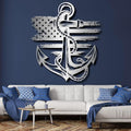 lunwall Metal Anchor Wall Decor, Anchor Metal Sign, Metal Anchor Decor, Anchor Metal Wall Art, Metal Nautical Wall Decor, Metal Wall Decor Coastal, Anchor Wall Decor (silver, 39L x 36W / 100 x 91 cm)