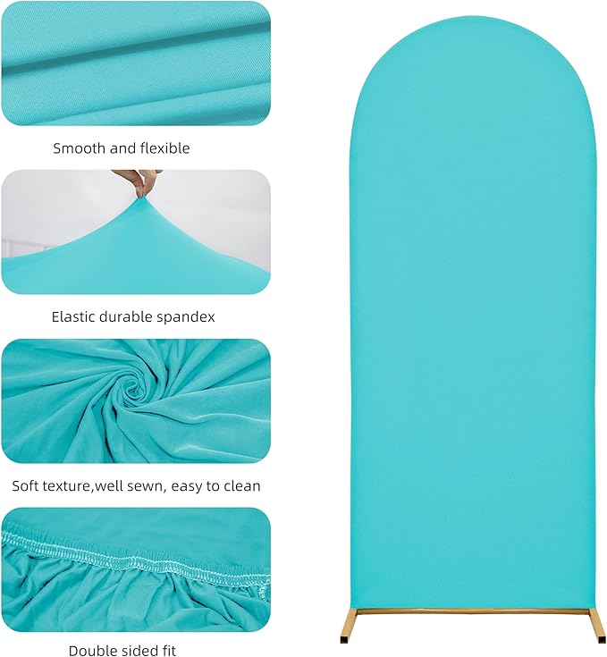Wedding Arch Covers Arch Backdrop Cover Arch Stand Covers 7.2FT 6FT Set of 2 Arch Cover Spandex Fabric Stretchy Backdrop for Wedding Birthday Party Decoration Baby Shower (Sky Blue)