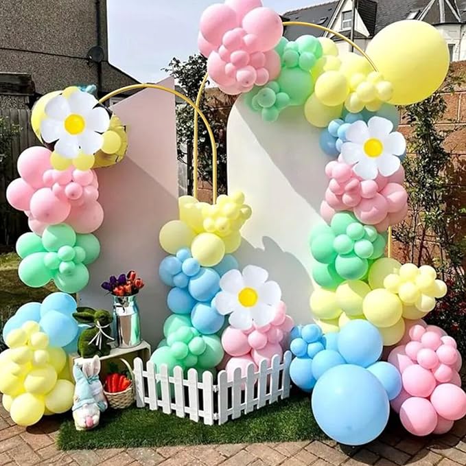 Gold Metal Wedding Arch Backdrop Stands Set of 2 (7.2FT & 6.6FT), Metal Square Balloon Arch Frame for Birthday Party, Ceremony, Baby Shower
