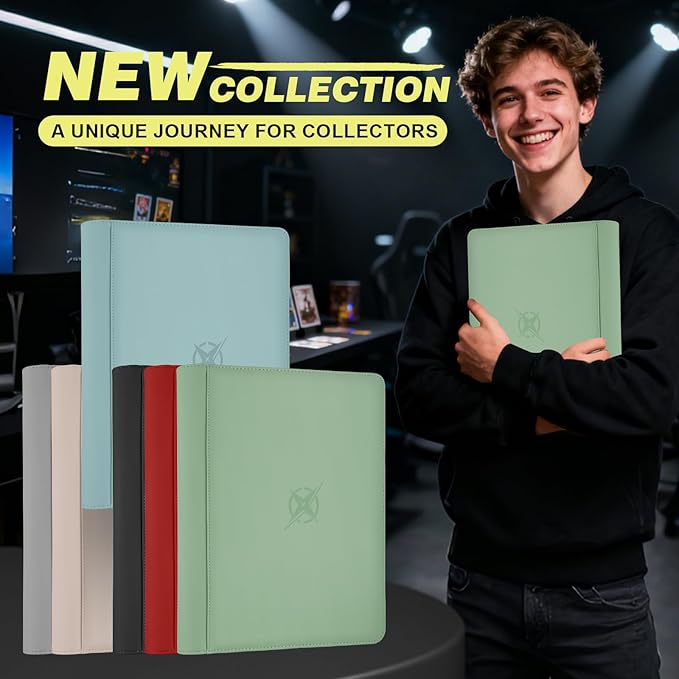Trading Card Binder, Card Binder 9 Pocket for Trading Cards, Holds 540 Cards, Zippered Premium Card Collection Binder Album for Game Card, Sports Card, Yugioh, MTG (Ivory White)