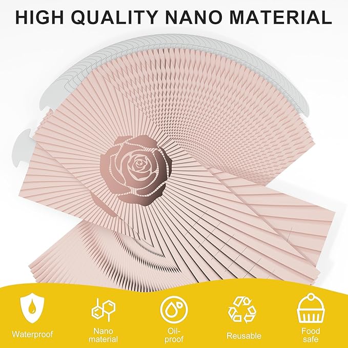 Polymer Material Reusable Napkin Band, Glue-Free Tear-Proof Water Resistant Oil-Proof Napkin Bands Set of 200(Front Rose Gold Color and Back Silver), 6 Adjustable Sizes Napkin Rings