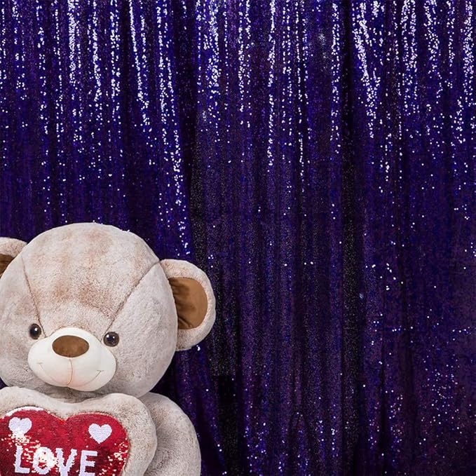 JYFLZQ Purple Sequin Backdrop Curtains 8ft x 8ft 1 Panel Glitter Photo Booth Backdrops Sparkly Photography Background Drapes for Parties Wedding Bridal Showers