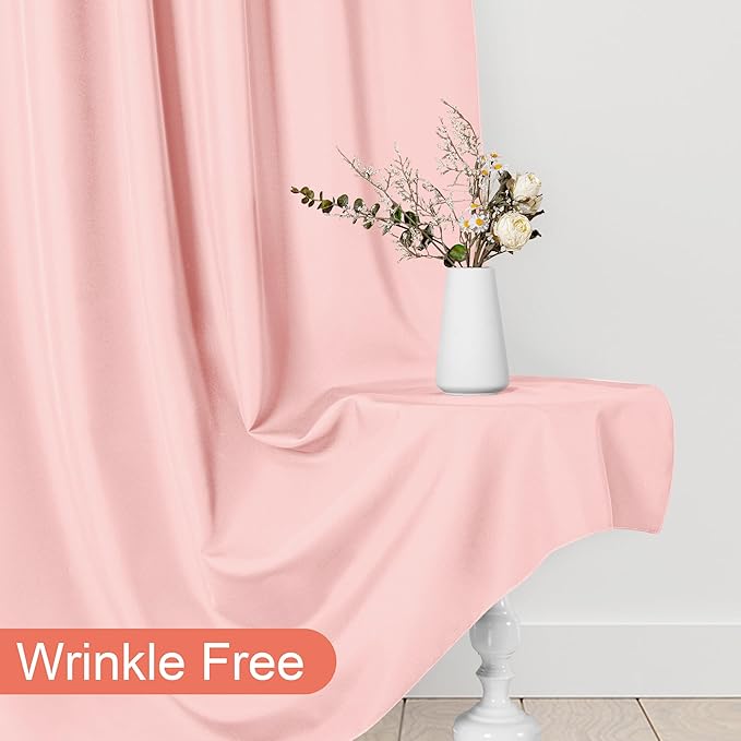 DWCN 10x8 FT Blush Pink Backdrop Curtains for Parties, Photography Backdrop Drapes with Rod Pockets for Wedding Decorations Stage Birthday Family Gatherings, 2 Panels 5ft x 8ft