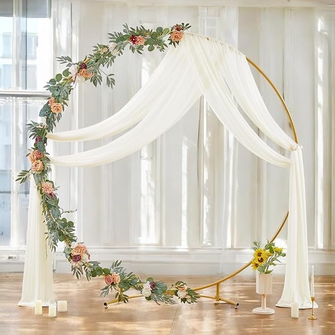 MDS Halloween Chiffon Draping Fabric - 2 Panel, 30" Wide x 75ft Long - Sheer Spooky Arbor & Canopy Drapery for Haunted House Backdrops, Party Ceilings, DIY Costumes & Themed Events - Ivory