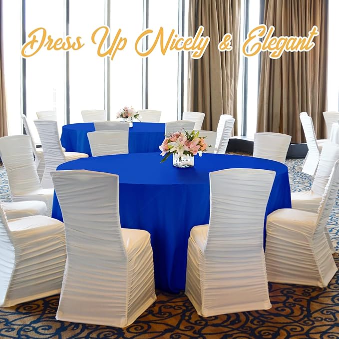 BRILLMAX 4 Pack Royal Blue Round Tablecloths 108 Inch - Circle Bulk Linen Polyester Fabric Washable Table Cloth Cover for Wedding Reception Banquet Birthday Party Buffet Restaurant