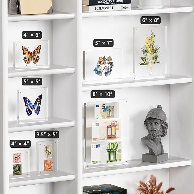 3.5x5 Acrylic Picture Frame 1 Pack, Clear Freestanding Double Sided Frameless Magnetic Photo Frames, Desktop Display Decor Gift