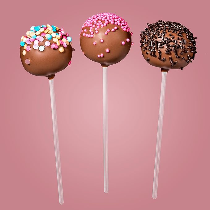 Coffee and Cocktail Stirrers, Reusable Plastic Drink Stirrer Sticks, 100 Ball Head Swizzle Sticks, Use as a Cocktail Garnish or Cake Pop Stick, and Restaurant Supplies, 6 inch (Glitter Gold)