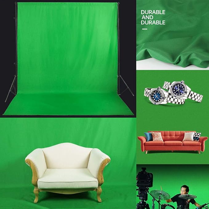 Green Screen Backdrop 8x10ft Photo Backdrop Chromakey Muslin Portrait Green Backdrop for PS Keying/Video Creation/Studio Portrait Shoots