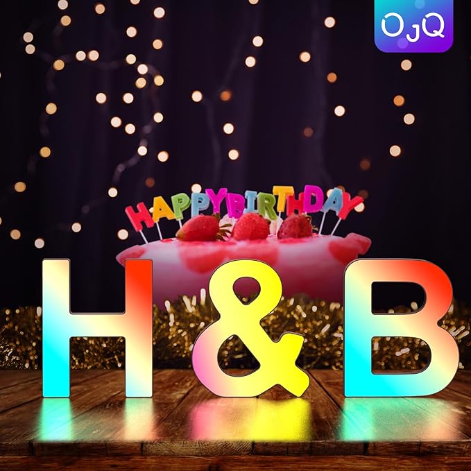 OJQ Light Up Letters LED Letter - Bedroom Lighted Colorful Alphabet Letter Music Sync Color Change - Christmas Birthday Gifts for Girl - Teen Girls Room Decor Gifts Party Home Wall Bedroom Decor