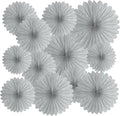 20 Pcs Silver Grey Hanging Paper Fan, Hanging Honeycomb Round Paper Fans for Weddings, Birthdays, Christmas, Baby Showers, Classroom, Events Ceiling Party Supplies Decorations
