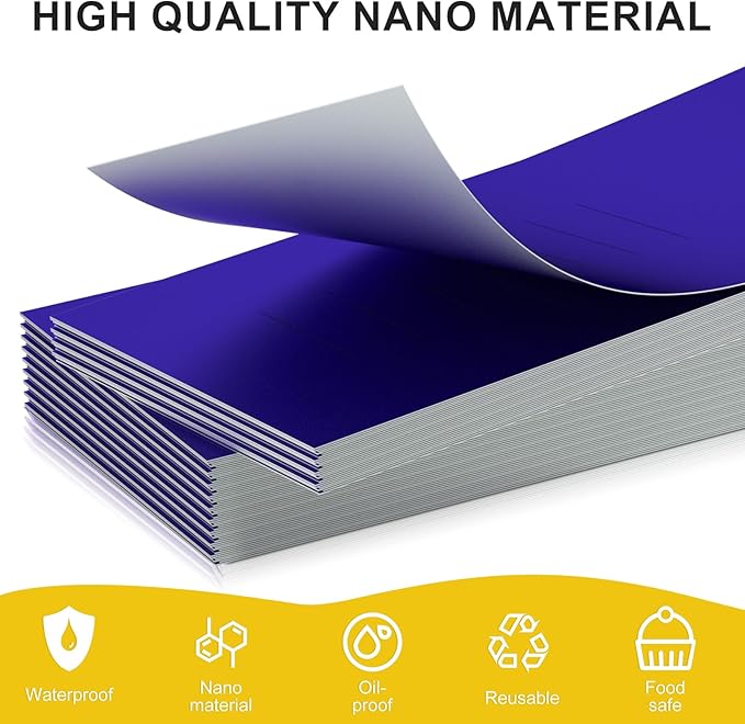 Polymer Material Reusable Napkin Band, Glue-Free Tear-Proof Water Resistant Oil-Proof Napkin Bands Set of 100(Front Blue Color and Back White), 6 Adjustable Sizes Napkin Rings
